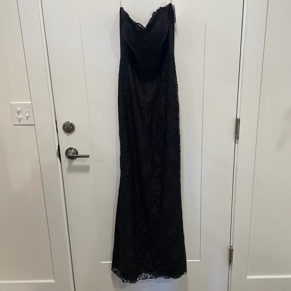 Bari Jay 1763 Black Lace Strapless Sweetheart Evening Gown Dress Size 8 NEW